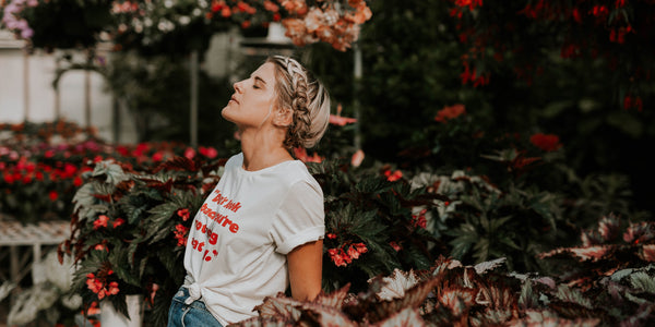 Calm woman breathing deeply anxiety breathing